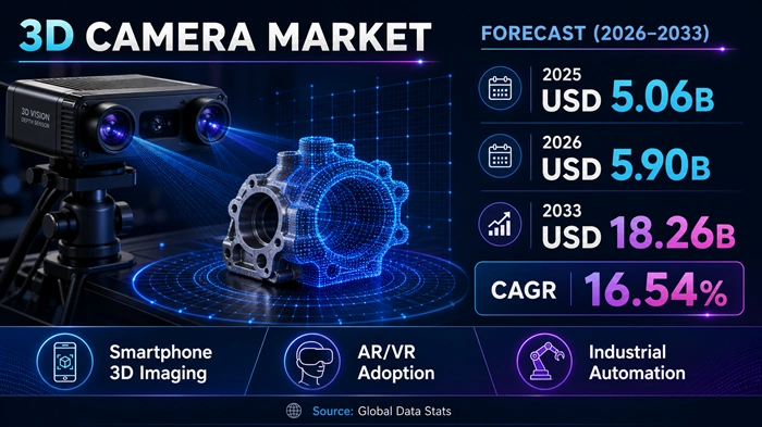 3D Camera Market Size to Hit USD 18.26 Billion by 2033 3D Camera Market Size to Hit USD 18.26 Billion by 2033