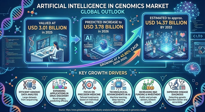 Artificial Intelligence in Genomics Market Size to Hit USD 14.37 Billion by 2033