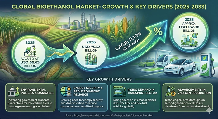 Bioethanol Market Size to Hit USD 162.30 Billion by 2033