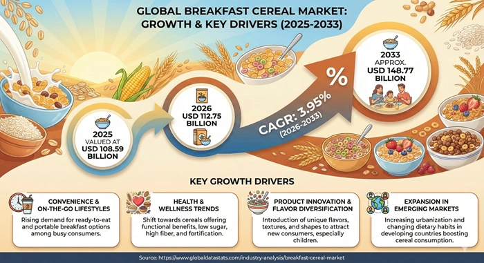 Breakfast Cereal Market Size to Hit USD 148.77 Billion by 2033