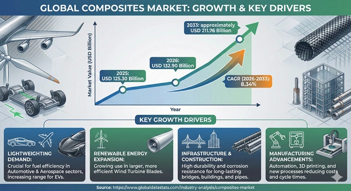 Composites Market Size to Hit USD 211.76 Billion by 2033