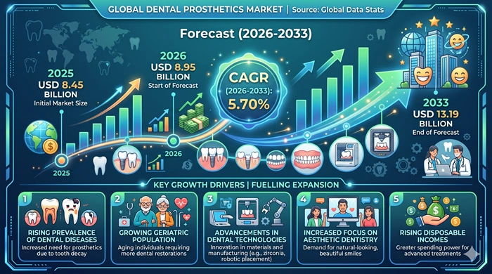 Dental Prosthetics Market Size to Hit USD 13.19 Billion by 2033 Dental Prosthetics Market Size to Hit USD 13.19 Billion by 2033