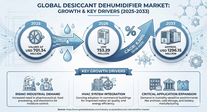 Desiccant Dehumidifier Market Size to Hit USD 1296.15 Million by 2033