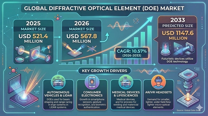 Diffractive Optical Element Market Size to Hit USD 1147.6 Million by 2033