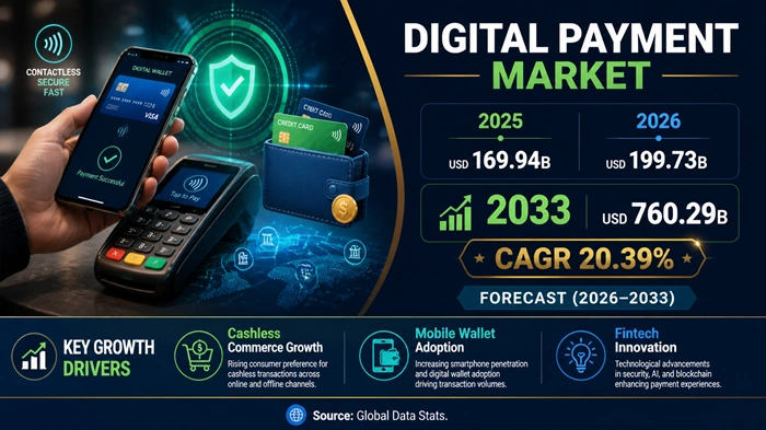 Digital Payment Market Size to Hit USD 760.29 Billion by 2033 Digital Payment Market Size to Hit USD 760.29 Billion by 2033