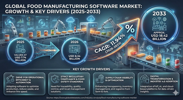 Food Manufacturing Software Market Size to Hit USD 18.42 Billion by 2033