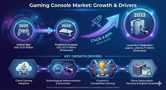 Gaming Console Market Size to Hit USD 63.77 Billion by 2033 Gaming Console Market Size to Hit USD 63.77 Billion by 2033