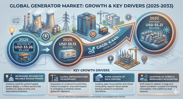 Generator Market Size to Hit USD 55.21 Billion by 2033