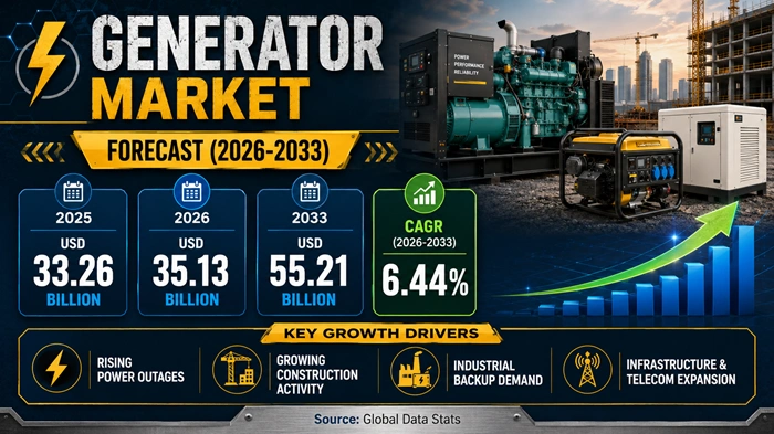 Generator Market Size to Hit USD 55.21 Billion by 2033 Generator Market Size to Hit USD 55.21 Billion by 2033
