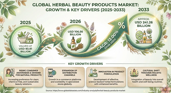 Herbal Beauty Products Market Size to Hit USD 241.26 Billion by 2033 Herbal Beauty Products Market Size to Hit USD 241.26 Billion by 2033