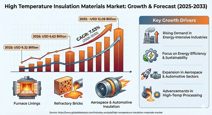 High Temperature Insulation Materials Market Size to Hit USD 12.09 Billion by 2033 High Temperature Insulation Materials Market Size to Hit USD 12.09 Billion by 2033