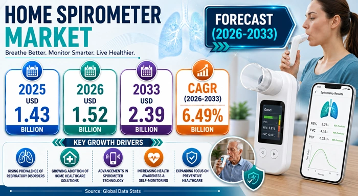 Home Spirometer Market Size to Hit USD 2.39 Billion by 2033 Home Spirometer Market Size to Hit USD 2.39 Billion by 2033