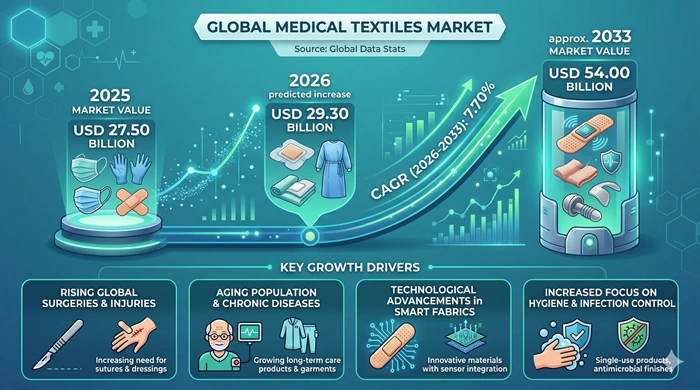 Medical Textiles Market Size to Hit USD 54.00 Billion by 2033