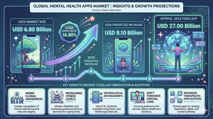 Mental Health Apps Market Size to Hit USD 27.00 Billion by 2033