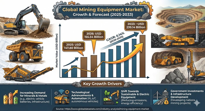 Mining Equipment Market Size to Hit USD 239.14 Billion by 2033 Mining Equipment Market Size to Hit USD 239.14 Billion by 2033