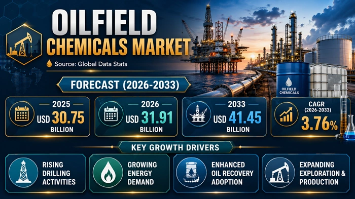 Oilfield Chemicals Market Size to Hit USD 41.45 Billion by 2033 Oilfield Chemicals Market Size to Hit USD 41.45 Billion by 2033