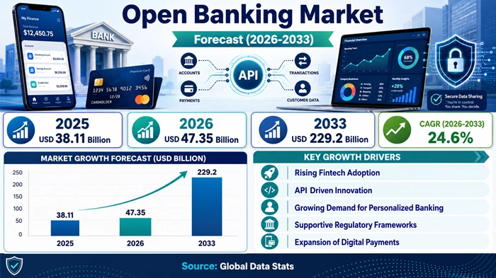 Open Banking Market Size to Hit USD 229.2 Billion by 2033 Open Banking Market Size to Hit USD 229.2 Billion by 2033