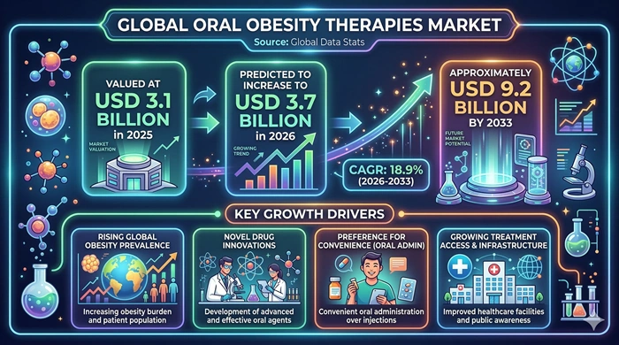 Oral Obesity Therapies Market Size to Hit USD 9.2 Billion by 2033 Oral Obesity Therapies Market Size to Hit USD 9.2 Billion by 2033