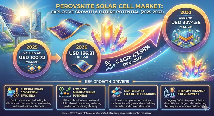 Perovskite Solar Cell Market Size to Hit USD 3274.55 Million by 2033