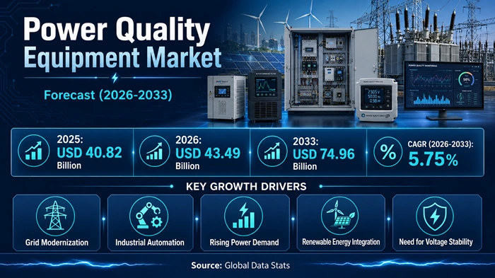 Power Quality Equipment Market Size to Hit USD 74.96 Billion by 2033 Power Quality Equipment Market Size to Hit USD 74.96 Billion by 2033