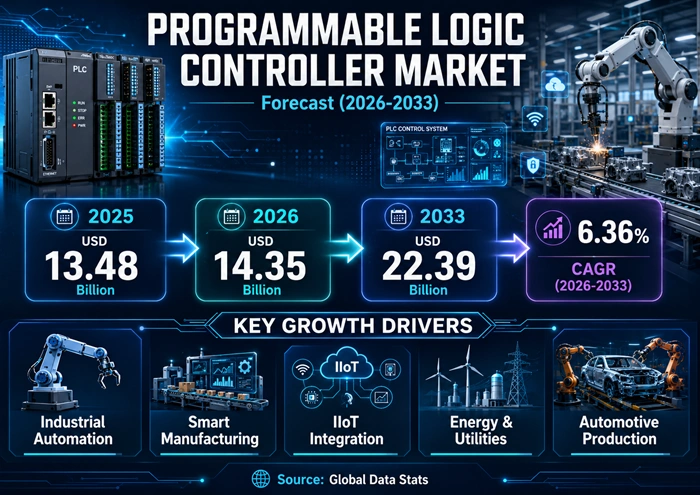 Programmable Logic Controller Market Size to Hit USD 22.39 Billion by 2033 Programmable Logic Controller Market Size to Hit USD 22.39 Billion by 2033
