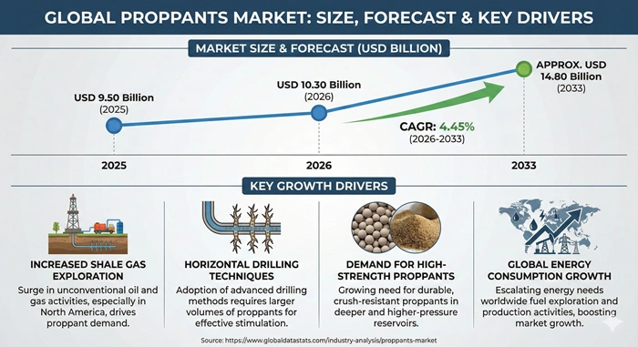 Proppants Market Size to Hit USD 14.80 Billion by 2033