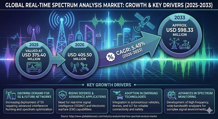 Real-Time Spectrum Analysis Market Size to Hit USD 598.33 Million by 2033 Real-Time Spectrum Analysis Market Size to Hit USD 598.33 Million by 2033