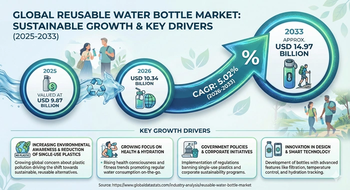 Reusable Water Bottle Market Size to Hit USD 14.97 Billion by 2033