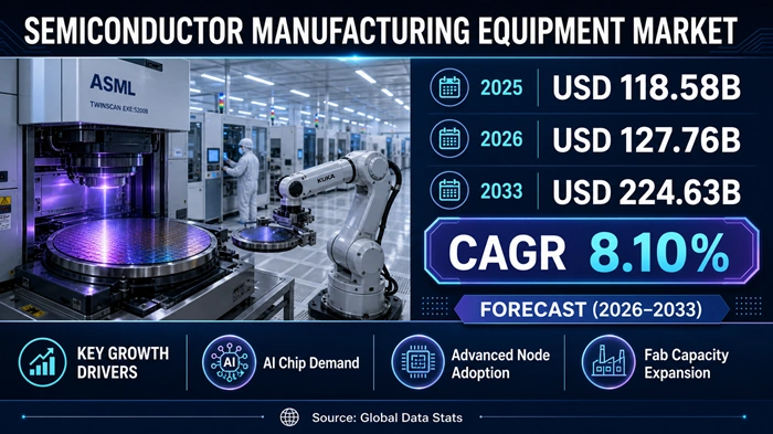 Semiconductor Manufacturing Equipment Market Size to Hit USD 224.63 Billion by 2033