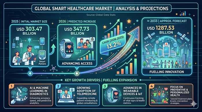 Smart Healthcare Market Size to Hit USD 1287.53 Billion by 2033