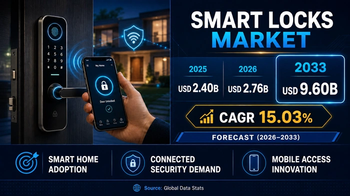Smart Locks Market Size to Hit USD 9.60 Billion by 2033 Smart Locks Market Size to Hit USD 9.60 Billion by 2033