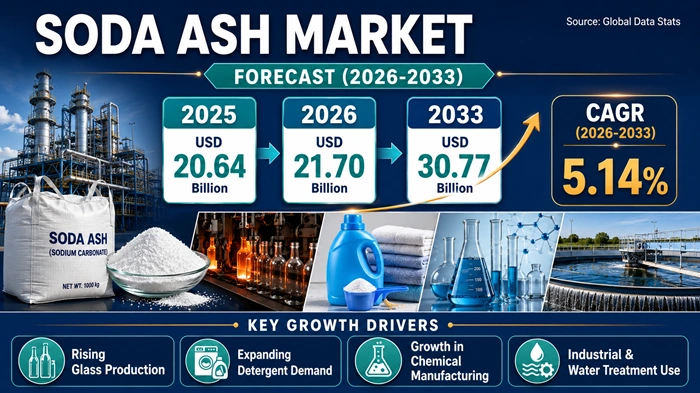 Soda Ash Market Size to Hit USD 30.77 Billion by 2033 Soda Ash Market Size to Hit USD 30.77 Billion by 2033