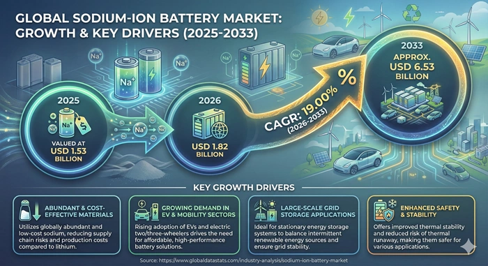 Sodium-Ion Battery Market Size to Hit USD 6.53 Billion by 2033