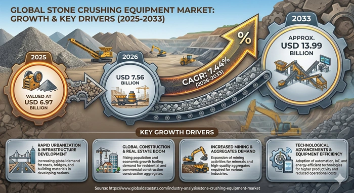 Stone Crushing Equipment Market Size to Hit USD 13.99 Billion by 2033