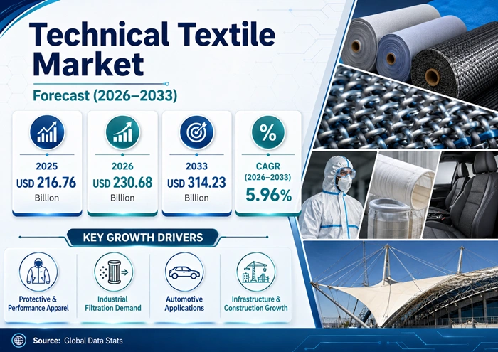 Technical Textile Market Size to Hit USD 314.23 Billion by 2033 Technical Textile Market Size to Hit USD 314.23 Billion by 2033