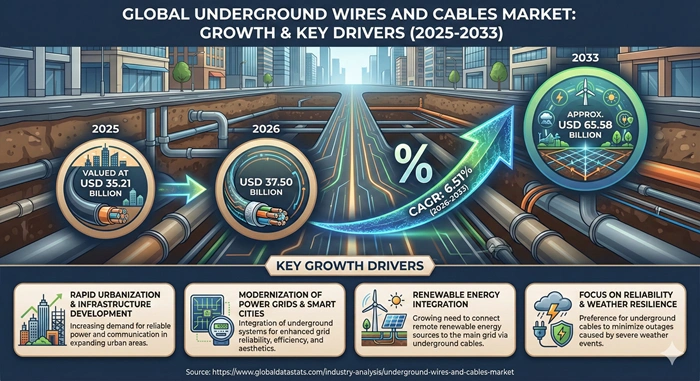 Underground Wires and Cables Market Size to Hit USD 65.58 Billion by 2033